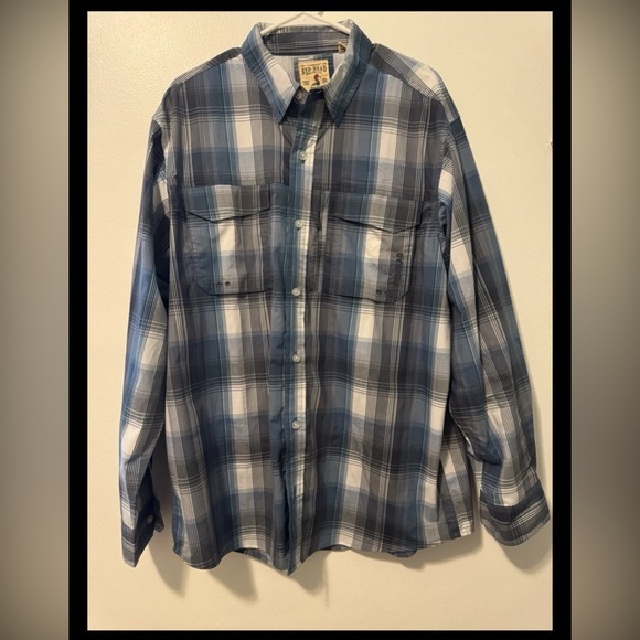 RedHead Blue and White Casual Button Down Shirt - Picture 1 of 3